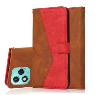 For Honor 400 Lite Global Dual-color Stitching Leather Phone Case(Brown Red)