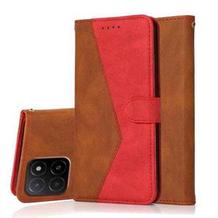 For Honor X5b Dual-color Stitching Leather Phone Case(Brown Red)