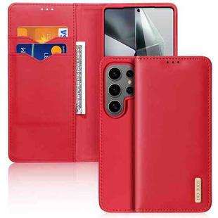 For Samsung Galaxy S25 Ultra 5G DUX DUCIS Hivo Series Cowhide + PU + TPU Flip Phone Case(Red)