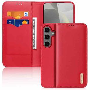 For Samsung Galaxy S25+ 5G DUX DUCIS Hivo Series Cowhide + PU + TPU Flip Phone Case(Red)
