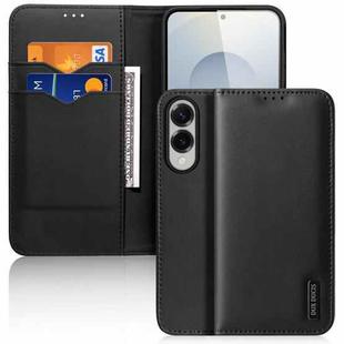 For Samsung Galaxy S25 Edge 5G DUX DUCIS Hivo Series Cowhide + PU + TPU Flip Phone Case(Black)
