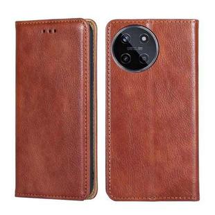 For Realme 11 4G Gloss Oil Solid Color Magnetic Leather Phone Case(Brown)