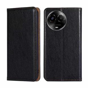 For Realme 11 5G / 11x 5G Gloss Oil Solid Color Magnetic Leather Phone Case(Black)