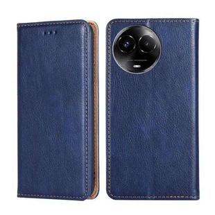 For Realme 11 5G / 11x 5G Gloss Oil Solid Color Magnetic Leather Phone Case(Blue)
