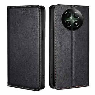 For Realme 12 5G Gloss Oil Solid Color Magnetic Leather Phone Case(Black)