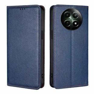 For Realme 12 5G Gloss Oil Solid Color Magnetic Leather Phone Case(Blue)