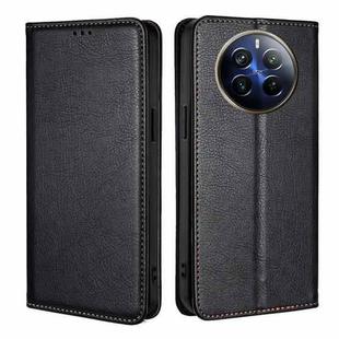 For Realme 12 Pro 5G Gloss Oil Solid Color Magnetic Leather Phone Case(Black)