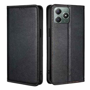 For Realme C61 4G Gloss Oil Solid Color Magnetic Leather Phone Case(Black)