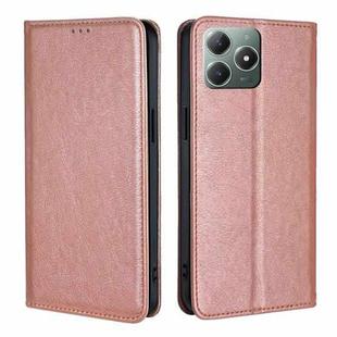 For Realme C61 4G Gloss Oil Solid Color Magnetic Leather Phone Case(Rose Gold)