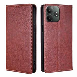 For Realme GT Neo6 SE Gloss Oil Solid Color Magnetic Leather Phone Case(Brown)