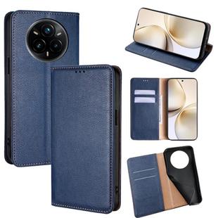 For Realme 14 Pro+ 5G Gloss Oil Solid Color Magnetic Leather Phone Case(Blue)