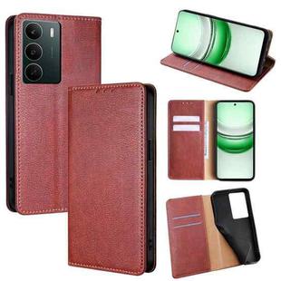 For Realme C71 4G Gloss Oil Solid Color Magnetic Leather Phone Case(Brown)