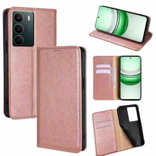 For Realme C71 4G Gloss Oil Solid Color Magnetic Leather Phone Case(Rose Gold)