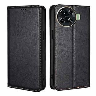 For Tecno Spark 20 Pro+ 4G Gloss Oil Solid Color Magnetic Leather Phone Case(Black)
