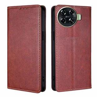 For Tecno Spark 20 Pro+ 4G Gloss Oil Solid Color Magnetic Leather Phone Case(Brown)