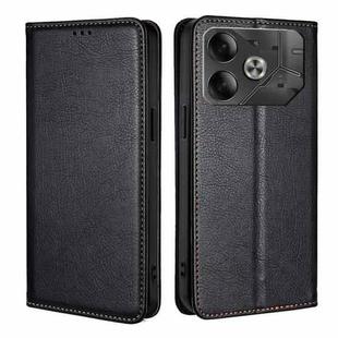 For Tecno Pova 6 5G Gloss Oil Solid Color Magnetic Leather Phone Case(Black)