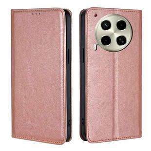 For Tecno Camon 30 Gloss Oil Solid Color Magnetic Leather Phone Case(Rose Gold)