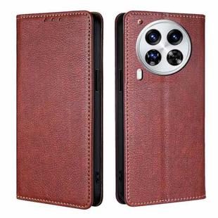 For Tecno Camon 30 Premier 5G Gloss Oil Solid Color Magnetic Leather Phone Case(Brown)