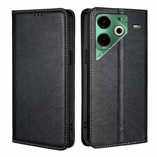 For Tecno Pova 6 Neo 4G Gloss Oil Solid Color Magnetic Leather Phone Case(Black)