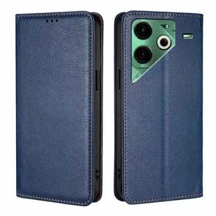 For Tecno Pova 6 Neo 4G Gloss Oil Solid Color Magnetic Leather Phone Case(Blue)