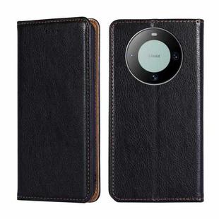 For Huawei Mate 60 Gloss Oil Solid Color Magnetic Leather Phone Case(Black)