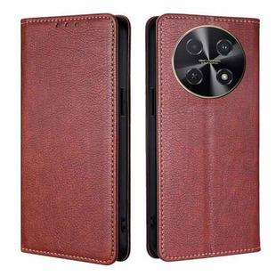 For Huawei nova 12i 4G Gloss Oil Solid Color Magnetic Leather Phone Case(Brown)