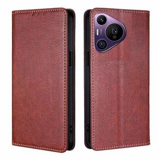 For Huawei Pura 70 Pro / Pro+ Gloss Oil Solid Color Magnetic Leather Phone Case(Brown)