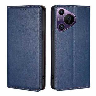 For Huawei Pura 70 Pro / Pro+ Gloss Oil Solid Color Magnetic Leather Phone Case(Blue)
