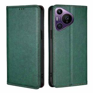 For Huawei Pura 70 Pro / Pro+ Gloss Oil Solid Color Magnetic Leather Phone Case(Green)