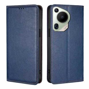 For Huawei Pura 70 Ultra Gloss Oil Solid Color Magnetic Leather Phone Case(Blue)