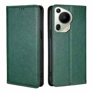 For Huawei Pura 70 Ultra Gloss Oil Solid Color Magnetic Leather Phone Case(Green)
