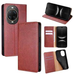 For Huawei nova 14 Ultra 5G Gloss Oil Solid Color Magnetic Leather Phone Case(Brown)