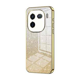 For vivo iQOO 12 Pro Gradient Glitter Powder Electroplated Phone Case(Gold)