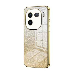 For vivo iQOO 12 Gradient Glitter Powder Electroplated Phone Case(Gold)