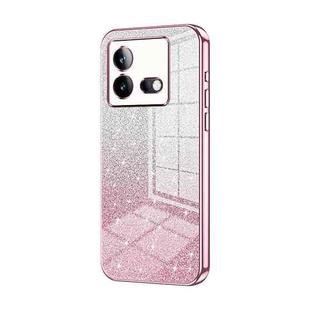 For vivo iQOO Neo8 / Neo8 Pro Gradient Glitter Powder Electroplated Phone Case(Pink)