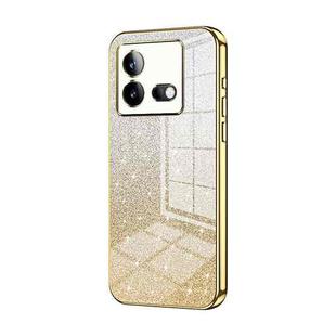 For vivo iQOO Neo8 / Neo8 Pro Gradient Glitter Powder Electroplated Phone Case(Gold)