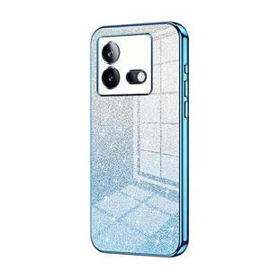 For vivo iQOO Neo8 / Neo8 Pro Gradient Glitter Powder Electroplated Phone Case(Blue)