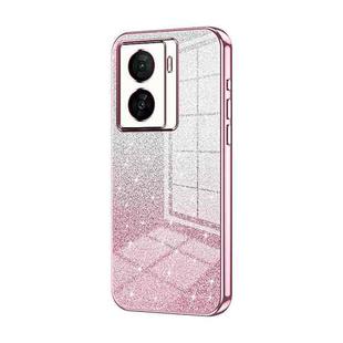 For vivo iQOO Z7x Gradient Glitter Powder Electroplated Phone Case(Pink)