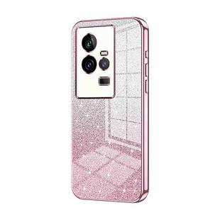 For vivo iQOO 11 Gradient Glitter Powder Electroplated Phone Case(Pink)