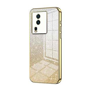 For vivo iQOO Neo7 Gradient Glitter Powder Electroplated Phone Case(Gold)