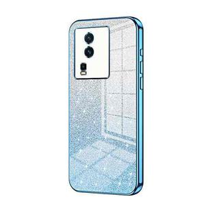 For vivo iQOO Neo7 Gradient Glitter Powder Electroplated Phone Case(Blue)