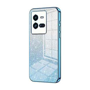 For vivo iQOO 10 Pro Gradient Glitter Powder Electroplated Phone Case(Blue)