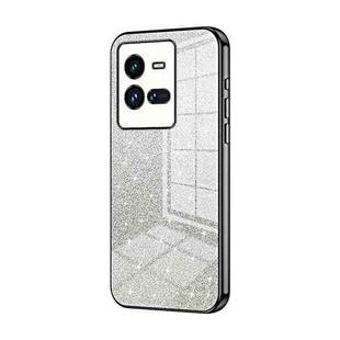 For vivo iQOO 10 Pro Gradient Glitter Powder Electroplated Phone Case(Black)