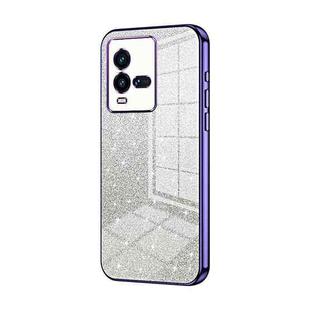 For vivo iQOO 10 Gradient Glitter Powder Electroplated Phone Case(Purple)