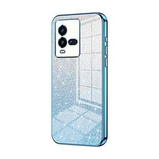 For vivo iQOO 10 Gradient Glitter Powder Electroplated Phone Case(Blue)