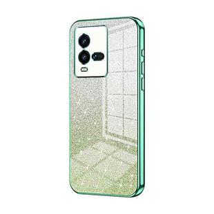 For vivo iQOO 10 Gradient Glitter Powder Electroplated Phone Case(Green)