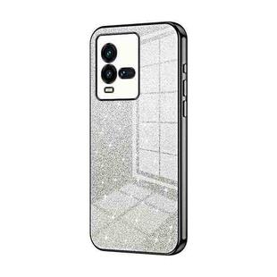 For vivo iQOO 10 Gradient Glitter Powder Electroplated Phone Case(Black)