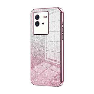 For vivo iQOO Neo6 Gradient Glitter Powder Electroplated Phone Case(Pink)