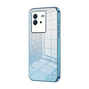 For vivo iQOO Neo6 Gradient Glitter Powder Electroplated Phone Case(Blue)