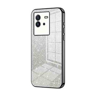 For vivo iQOO Neo6 Gradient Glitter Powder Electroplated Phone Case(Black)